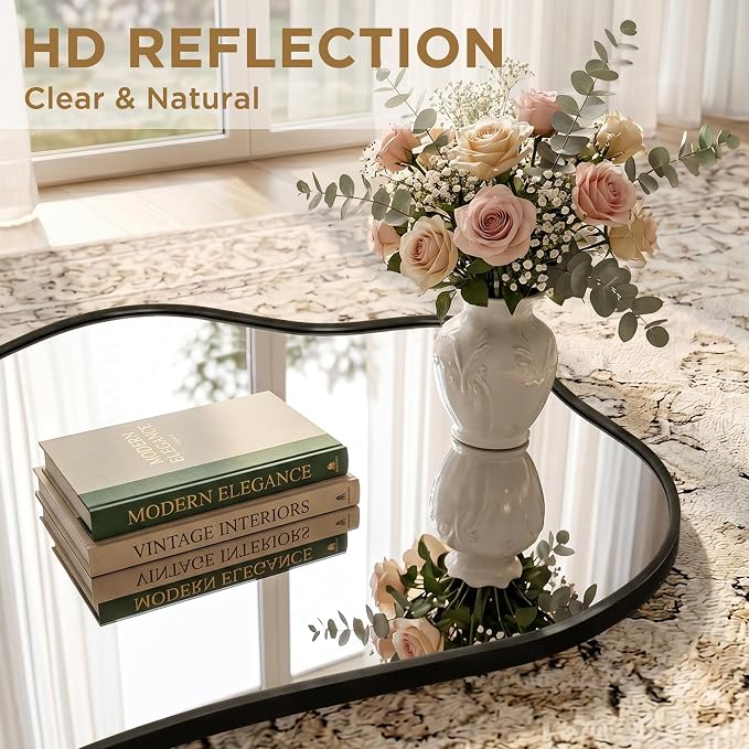 Mirror Full Length - Irregular Full Body Mirror Standing or Leaning or Wall Hanging 62.2"x 22.8" Asymmetrical Aviation Aluminum Alloy Frame Unique for Bedroom, Living Room, Cloakroom, Entryway