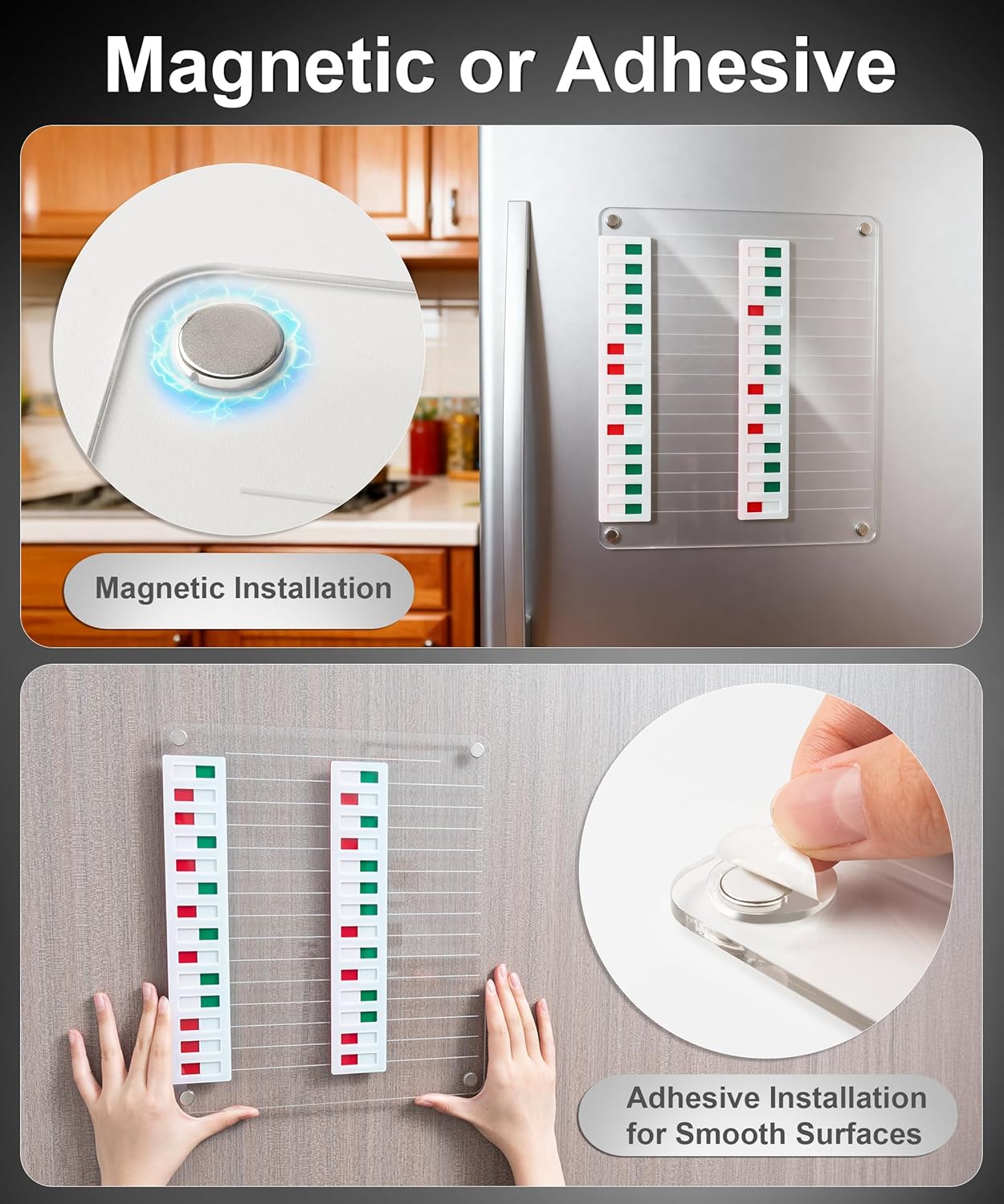 Skiennix Magnetic Acrylic Dry Erase Board - Reusable Fridge To-Do List | 12" x 10" Clear Chore Chart with 5 Markers