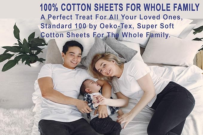 RUVANTI 100% Cotton Sheets Queen Size Set, 4 Pieces, Soft & Breathable Percale Weave Bedding, Deep Pocket 16", Hotel Standard, Crisp Cool Feeling, Durable, Perfect Floral Bed Sheet, Bloomex