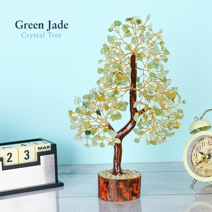 YATHABI Green Jade - Spiritual Tree - Jade Crystal - Crystal Tree of Life - Jade Tree Decor - Feng Shui Tree - Crystal Money Tree - Positive Energy - Bonsai Tree - Chakra Tree