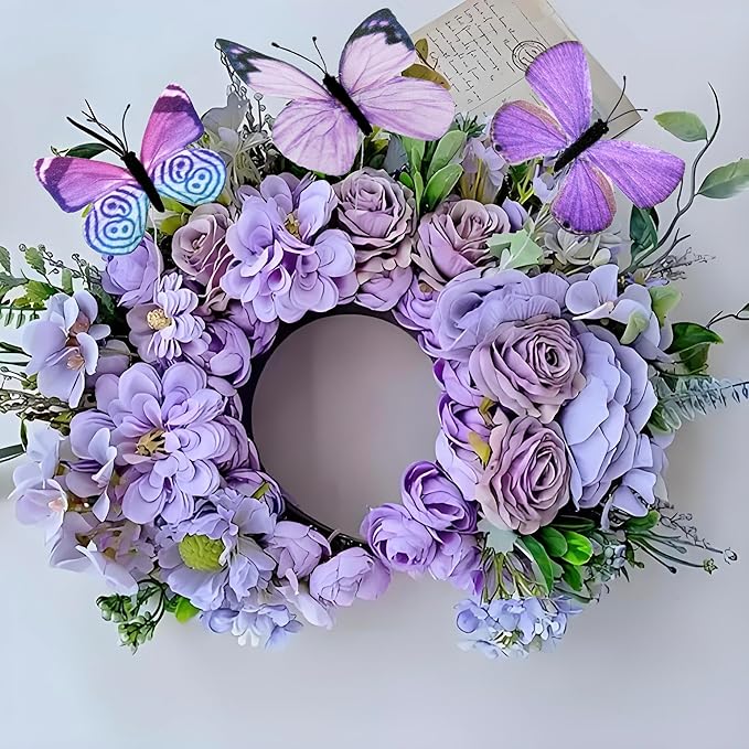 12 PCS Artificial Fabric Butterflies, 2 Sizes Reusable Butterly Crafts Decor, DIY 3D Butterfly Decorations for Fake Flowers Floral Nursery Wedding Tea Party Birthday Easter Spring. (Purple01 Medium)