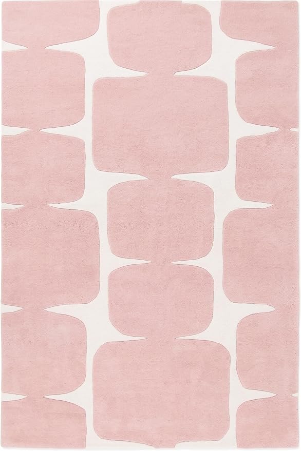 Restoration and Renovation Modern Wool Area Rug - Contemporary Abstract Geometric Design, Thick & Soft Hand-Tufted Carpet - Ideal for Indoor Decor in Living Room, Bedroom (Pink, 10' x 14')
