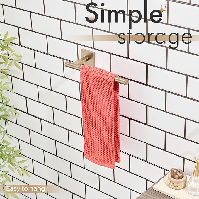 KOKOSIRI Bathroom Towel Bar Hand Towel Holders Wall Mount Toilet Kitchen Cabinet Paper Holder Stainless Steel Bath Hardware Champagne Bronze, B3008CPG
