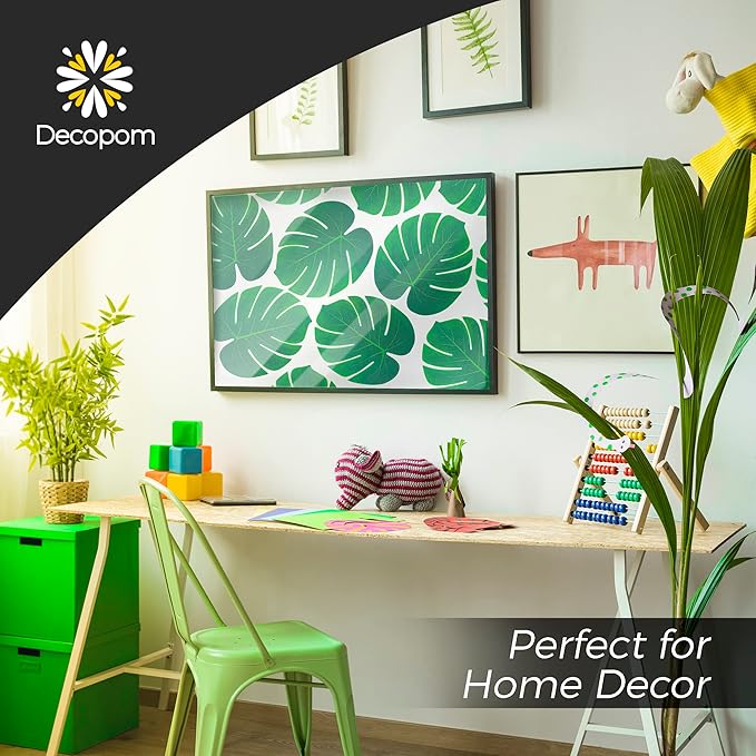 Decopom Palm Leaves Artificial Tropical Monstera 36Pack 6 Kinds Large Small Green Fake Palm Leaf with Stems