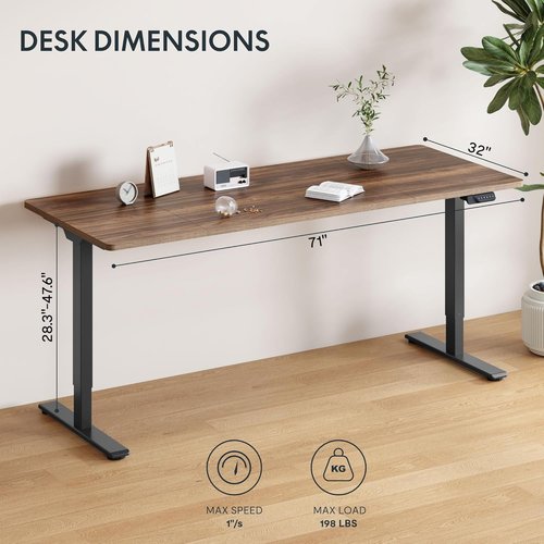 FLEXISPOT Electric Standing Desk - 79"x32" Dual Motor, Black Walnut Finish | 198 LBS Capacity for Home Office & Creative Use