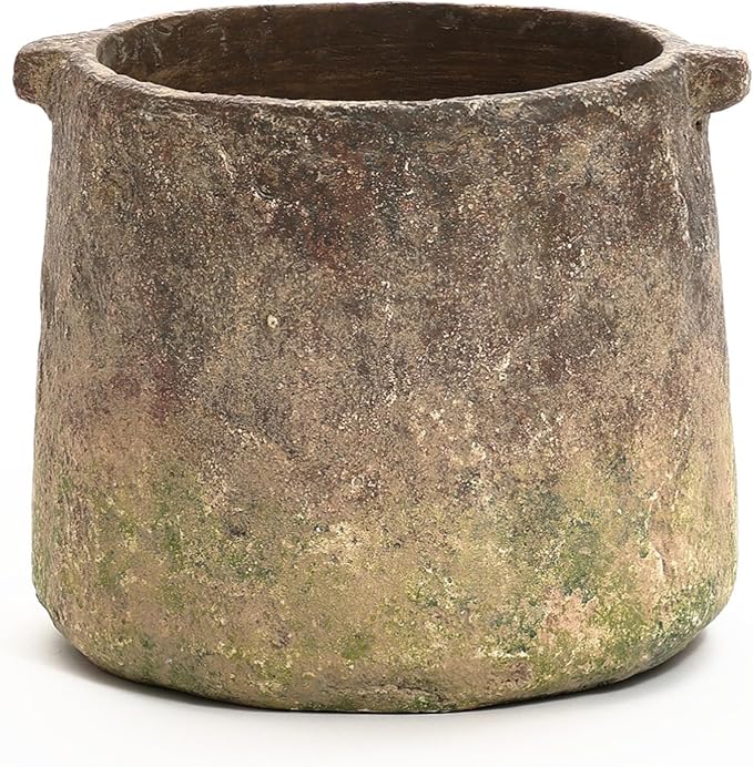 LuxenHome Rustic Cement Flower Vase, Ginger Root Brown, 8.9-Inch Tall Cylinder Vase, Perfect for Dining Table Decor, Home Decor, Living Room Decor
