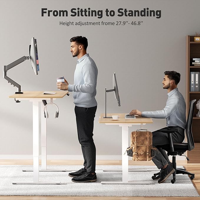 48 x 24 Inch Electric Standing Desk Adjustable Height, Sit Stand Desk, Stand up Desk for Home Office, Computer Workstation (Spliced Desktop,Oak)