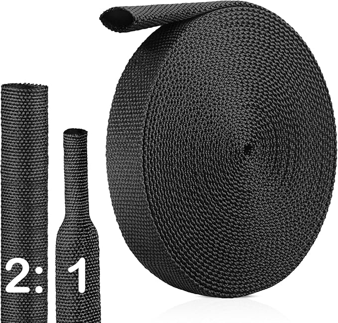 2:1 Heat Shrink Wire Loom Braided Cable Sleeves,Heat Resistant Fabric Woven Shrink Tubing Wiring Harness for Protection Automotive,Harness Cable,Cable Management (3/4"-16ft)