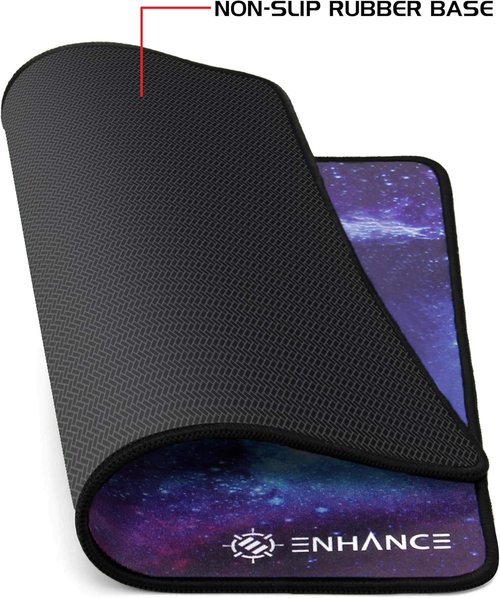 ENHANCE Small Gaming Mouse Pad - Anti-Fray Stitching, Non-Slip Base, Precision Tracking | 12.6 x 10.6 Inches, Galaxy