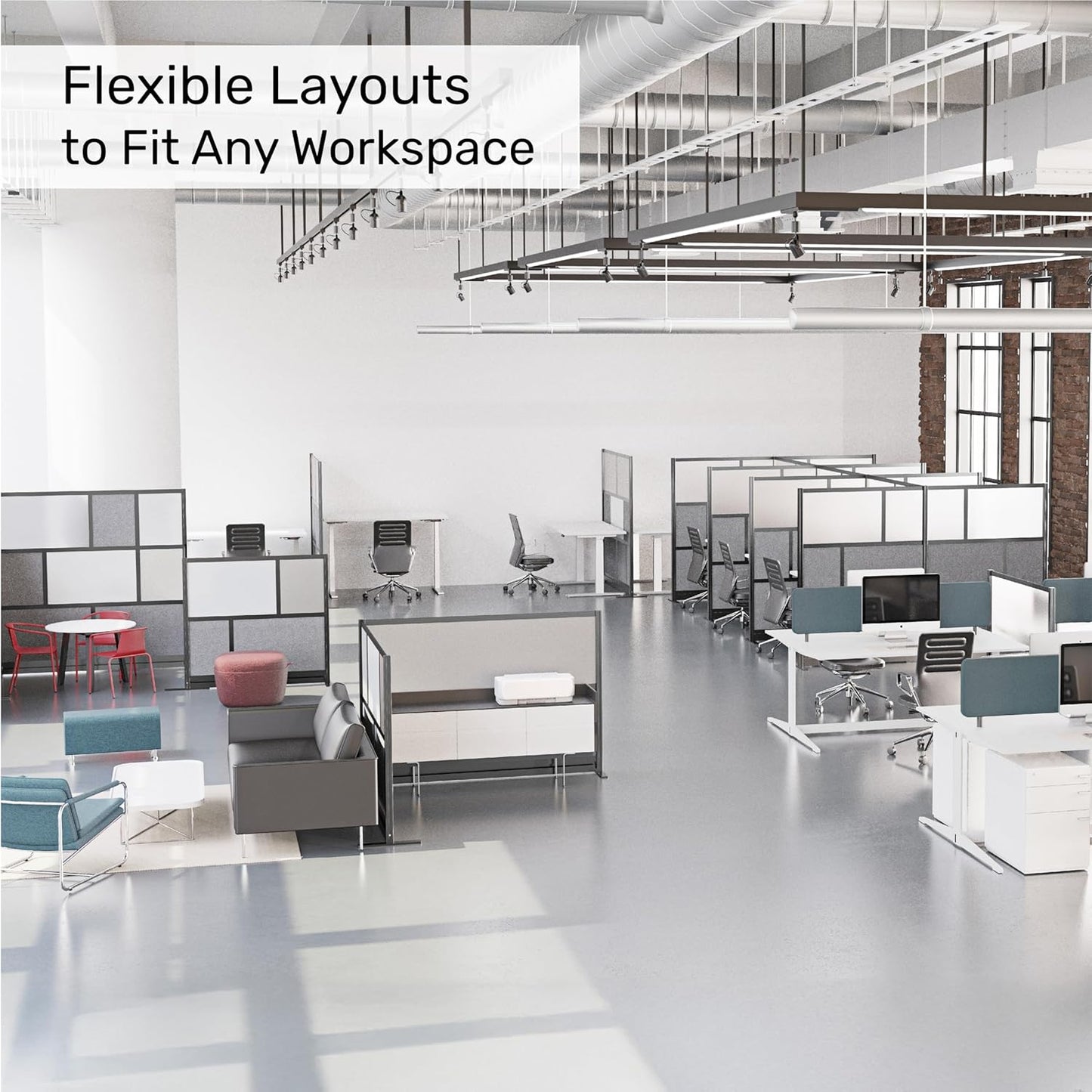 Workflow Modular Wall - Room Divider with Whiteboard & Sound Dampening | Expandable Office Partition (53" x 70")