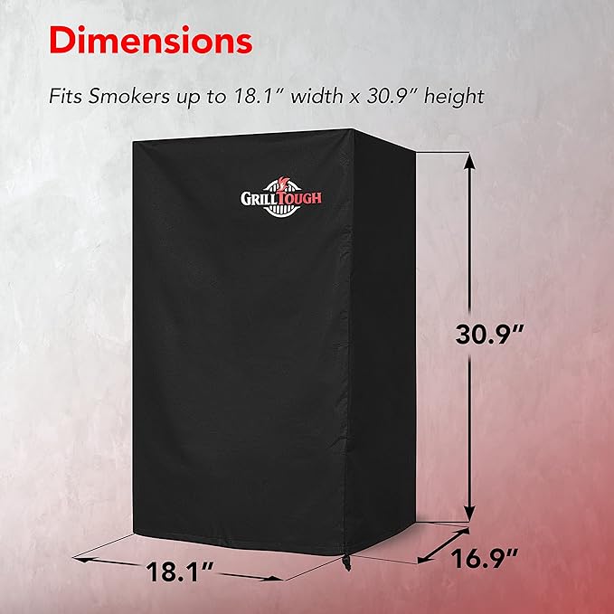 GrillTough Heavy Duty Smoker Cover, 30 Inch – Waterproof, Weather Resistant, UV & Fade Resistant with Adjustable Straps – BBQ Cover for Flat Grill, Black