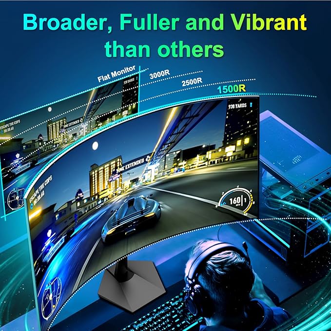 SANSUI Curved Monitor 27 inch 120Hz USB Type-C Computer Monitor with Speakers Built in丨FHD 1080p丨HDR丨110% sRGB丨1500R丨VESA Compatible,for Tablet,Desktop,Laptop and PC Work Gaming
