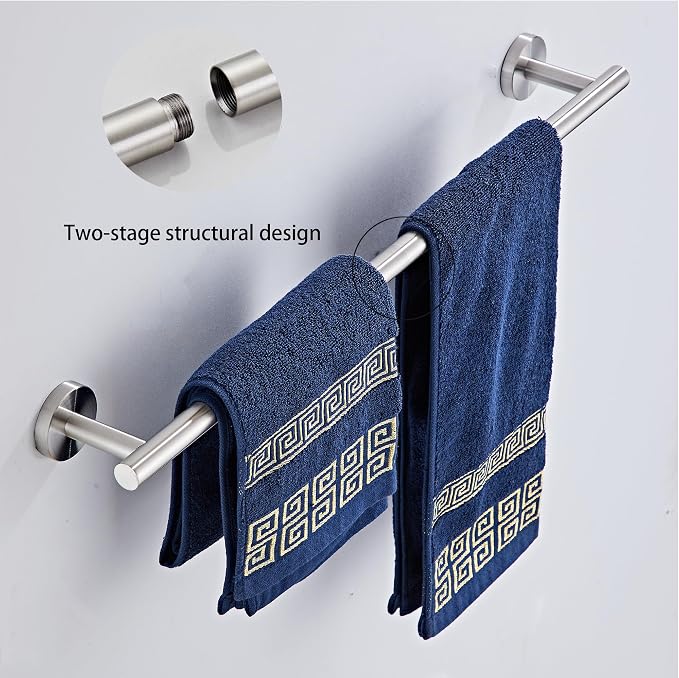 Brushed Nickel Bathroom Hardware Set 5 Piece with Towel Racks for Bathroom, SUS304 Stainless Steel Bath Towel Bar Set, 24 Inch Wall Mounted Accessories Kit…