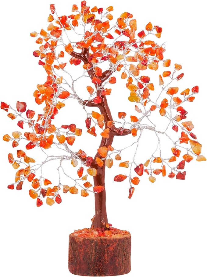 Carnelian - Crystal Tree - Gemstone - Crystal Bonsai Tree - Feng Shui - Money Crystal Stone - Crystal Tree of Life Decor - Crystal Gift - Spiritual Decor - Rock Tree - Chakra Stone