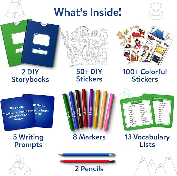 Skillmatics Storybook Art Kit - Create Adventure Stories, DIY Craft & Writing Kit with 300+ Stickers, Scrapbooking & Journal Activity, Gifts for Kids Ages 5, 6, 7, 8, 9, 10