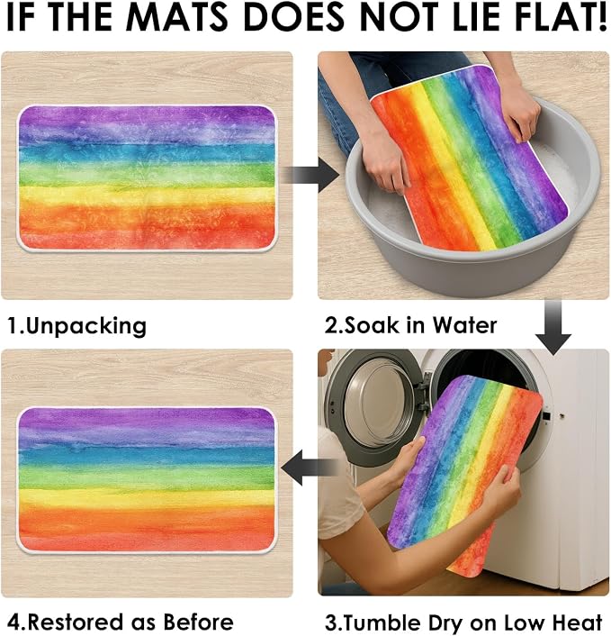 Britimes Bath Mat for Bathroom Colorful Stripe Rainbow Washable Floor Rug Carpets Floor Mat Bathroom Decorations 20x32 inches for Kitchen Bedroom Indoor