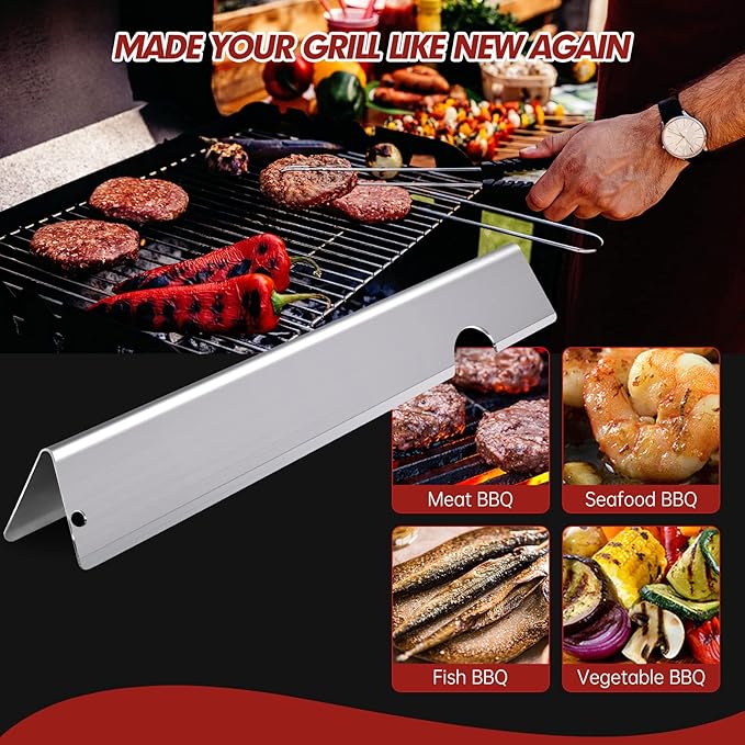 Cozilar Grill Flavorizer Bars Heat Deflectors BBQ Gas Grill Replacement parts for Weber 66041, 66033, 66796, Weber Genesis II E-410, S-410, Genesis II LX E-440, S-440, 17” Stainless Steel Flavor Bars