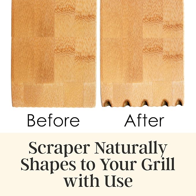 Totally Bamboo Grill Scraper with Bottle Opener – Bristle-Free Bamboo Wooden BBQ Scraper Tool for Outdoor Grill Cleaning – Safe for All Grates, Charcoal and Gas BBQs