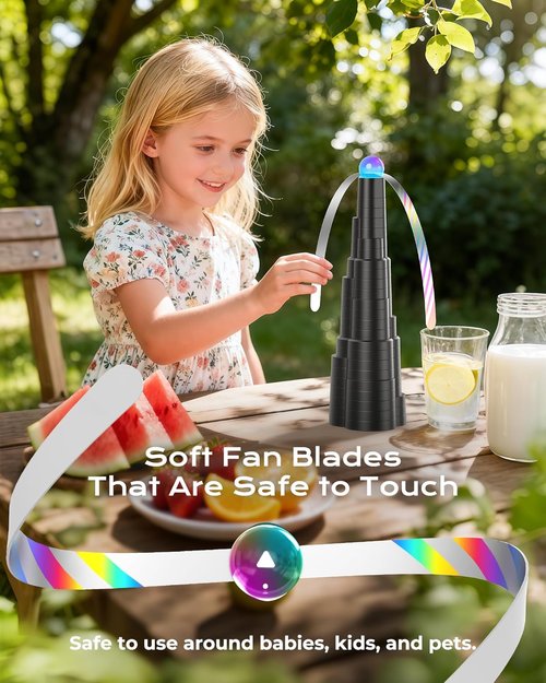 Fly Fan | Rechargeable Tabletop Bug Repellent with Colorful Lights - 4 Pack for Home & Outdoor Use