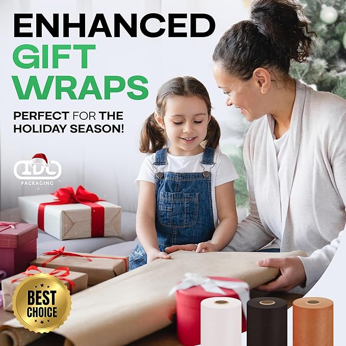 IDL Packaging White Paper Roll 36" x 1200" (100 feet) - USA-Made Quality White Kraft Paper 50lb Thickness for Packing, Moving, Shipping & Crafts/Arts - 100% Recyclable Natural Wrap Material