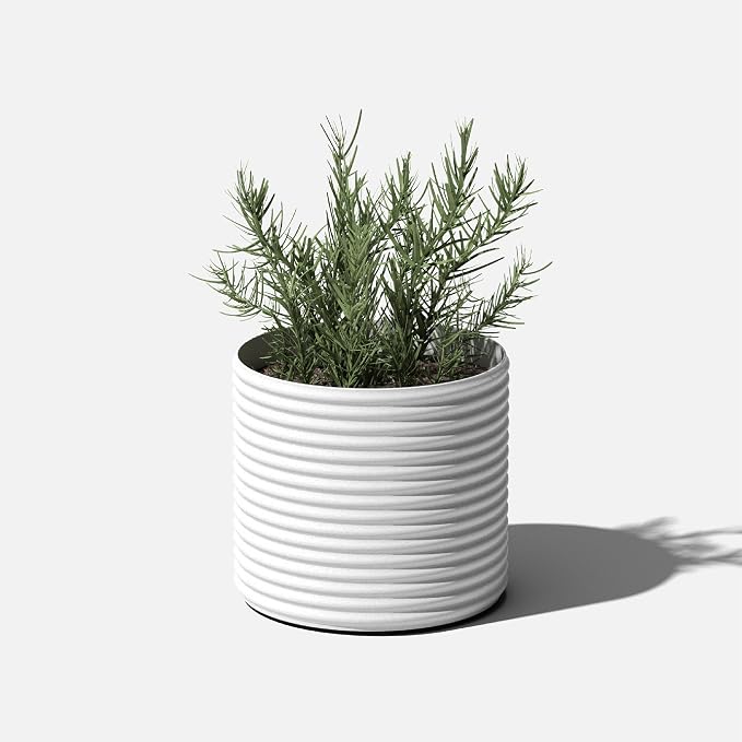 Veradek Mod Series 13" Short Planter for Patio & Backyard | Durable Plastic-Stone Material | Modern Décor for Plants & Flowers
