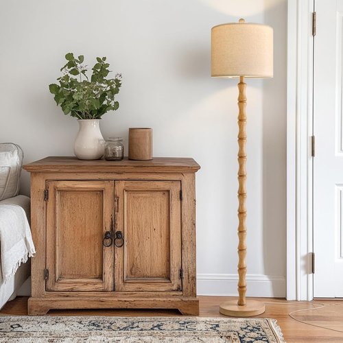 BOBOMOMO 62" Farmhouse Floor Lamp - Rustic Retro Design with Rotary Switch for Living Room & Bedroom