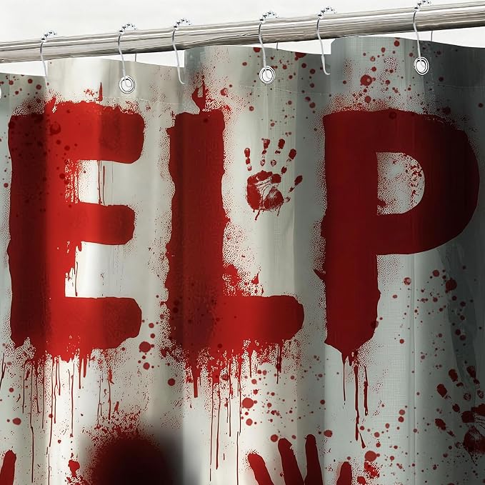 Halloween Shower Curtain Help Me Shower Curtains for Bathroom Waterproof Fabric Bath Curtain Decor with Hooks