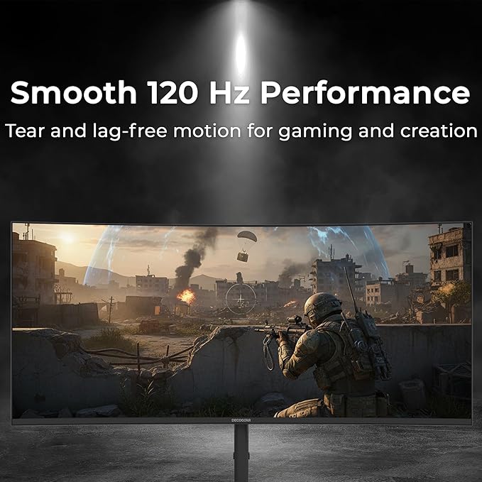 Deco Gear 40” Curved 5K2K Nano IPS Monitor | 5120×2160 UltraWide 21:9 Display, 120 Hz Refresh | 65 W USB-C PD | HDR, Adaptive Sync | Built-in Speakers