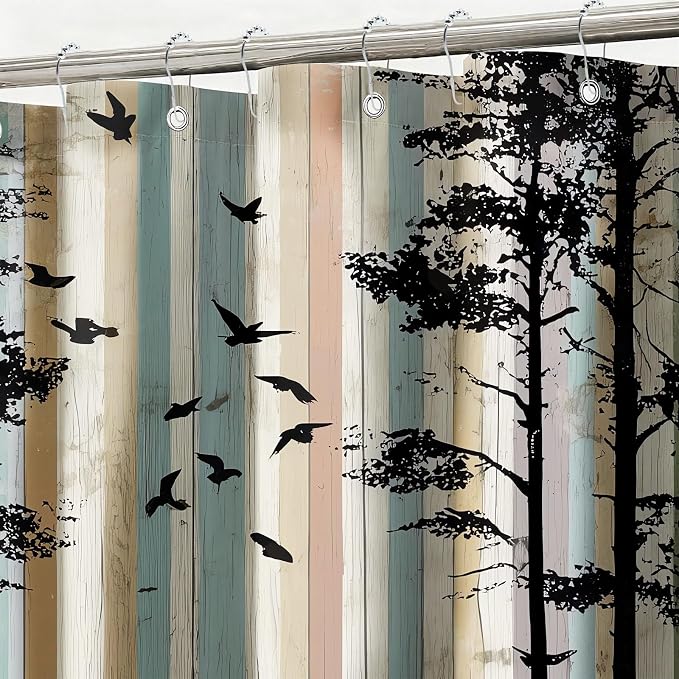 Rustic Deer Shower Curtain Cabin Farmhouse Lodge Shower Curtains for Bathroom Waterproof Fabric Bath Curtain Decor with Hooks