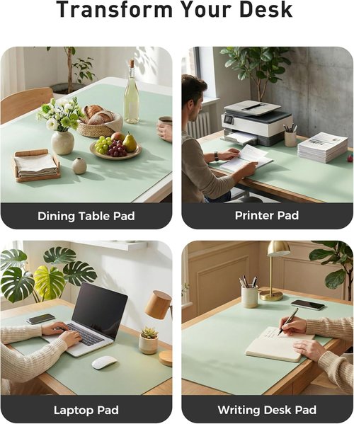 Aothia Faux Leather Desk Mat - Large Non-Slip Mouse Pad | Waterproof Writing Surface (Aqua, 40" x 24")