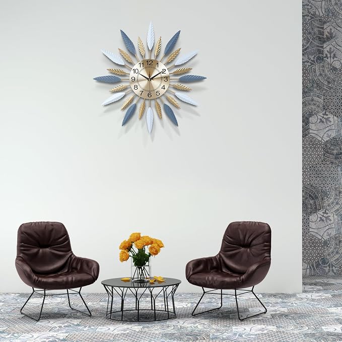 Lafocuse 23 Inch Silent Large Wall Clock for Living Room Décor, Decorative Mid Century Wall Clock, Sunburst Starburst Wall Clocks Battery Operated, Modern Art Deco