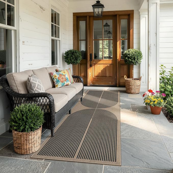 Lahome Modern Rainbow 2x8 Runner Rug, Washable Hallway Kitchen Runner Rugs with Rubber Backing Farmhouse Indoor Outdoor Carpet, Contemporary Non Slip Carpet for Entry Bedroom Porch