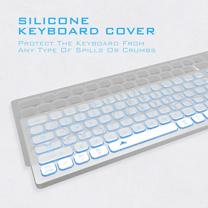Aluminum Quiet Wired Keyboard Backlit- Slim Chiclet Key Compatible with Apple iMac, MacBook, Mac and PC, USB Keyboard Numeric Keypad RGB Lighted Key - Silver White