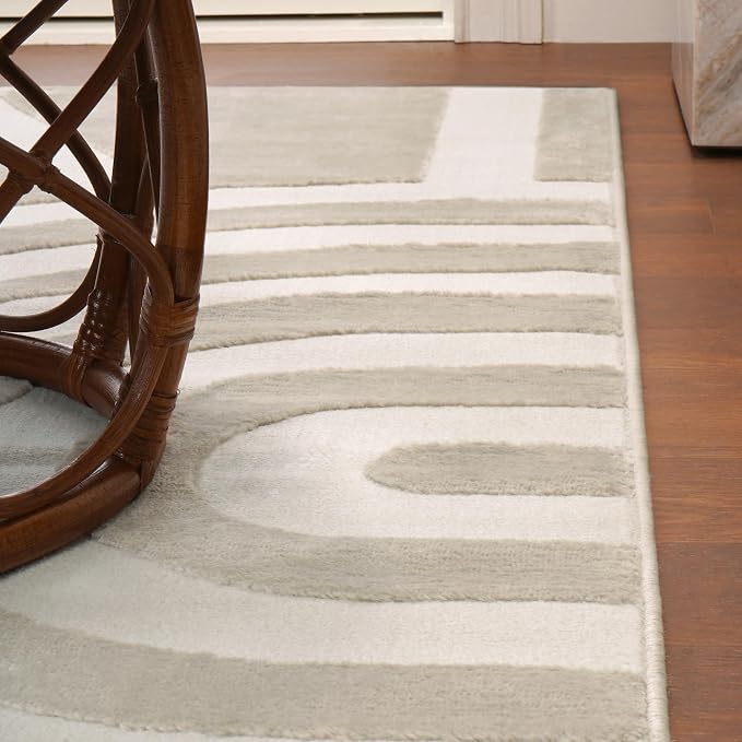 JONATHAN Y Sun Two-Tone High-Low Indoor Area Rug 4X6 Beige/Cream, Aelius MidCentury Scandinavian Abstract for Living Room, Bedroom, Kitchen, Easy-Cleaning, Pet-Friendly, Non-Shedding SND101A-4
