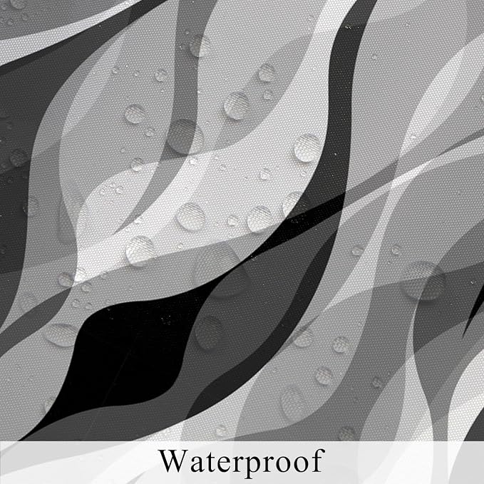 Grey Shower Curtains Black and White Modern Abstract Striped Bathroom Curtain Minimalist Geometric Polyester Shower Curtain Sets for Bathroom Extra Long 72x84 in with 12 Hooks