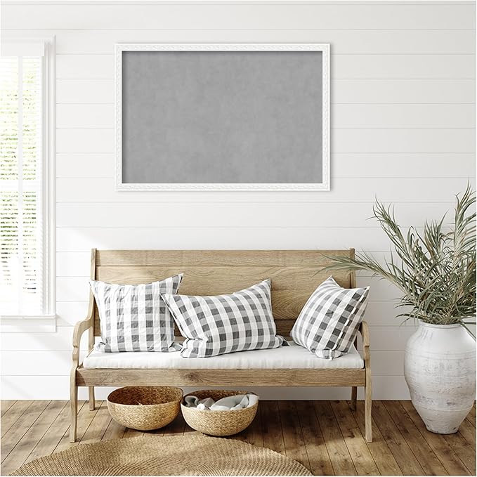Amanti Art White Framed Magnetic Board 26x38 Large Vision Board for use with Magnets, 100% Metal Sheet to Display Items as Office Decor or for Home Organization in mudroom, Kitchen or Kids Room