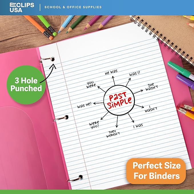 Loose Leaf Paper College Ruled Notebook Paper College Ruled Lined Writing Filler Paper 10.5” x 8” 1800 Sheets 150 Sheets Per Pack 60 gsm (12 Pack)