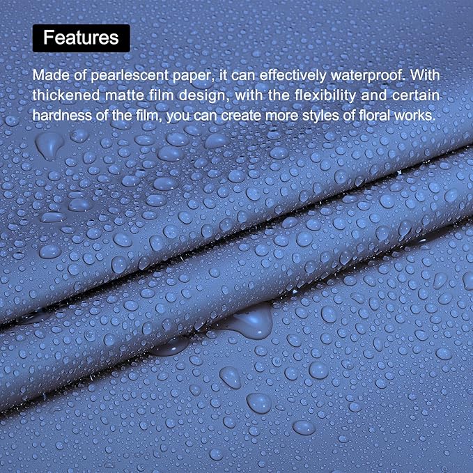 MECCANIXITY Set of 20 Flower Wrapping Paper 22.8x22.8 Inch Waterproof Florists Wrapping Paper for Florist Bouquet Supplies, DIY Crafts, Gift/Gift Box Packaging Blue