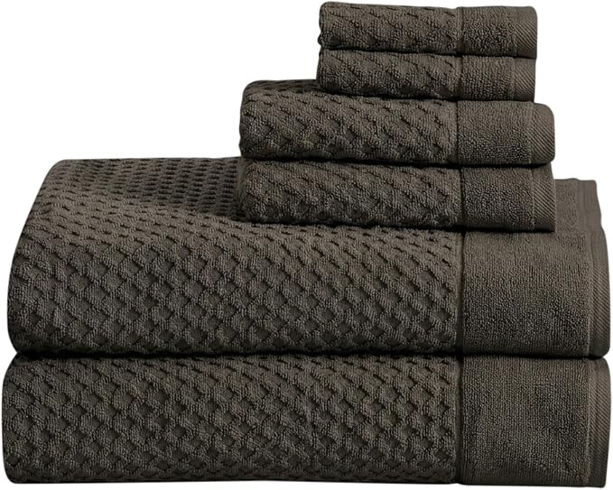 Great Bay Home Bath Towels - 100% Cotton 6 Piece Bath Sheet Set - Diamond Waffle Weave - Absorbent, Durable, Quick-Dry Towels for Bathroom (Midnight)