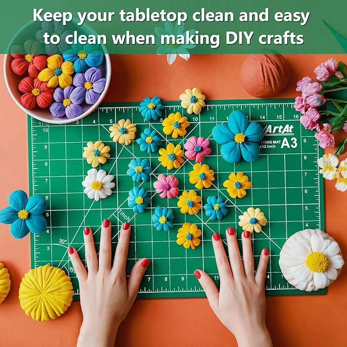 ArtAt Self Healing Cutting Mat:【10 Pack Cutting Mat 12″x 18″】 Green Double Sided Non-Slip 5 Layers PVC Durable Craft Sewing A3 Mat for Rotary Cutter