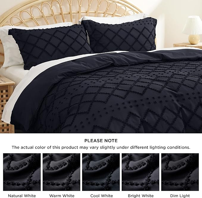 Bedsure Boho Duvet Cover King Size - Black Breathable & Soft Boho Bedding, Machine Washable Comforter Cover for All Seasons, Includes 1 Duvet Cover 104"x90" with 2 Pillow Shams & Zipper Closure