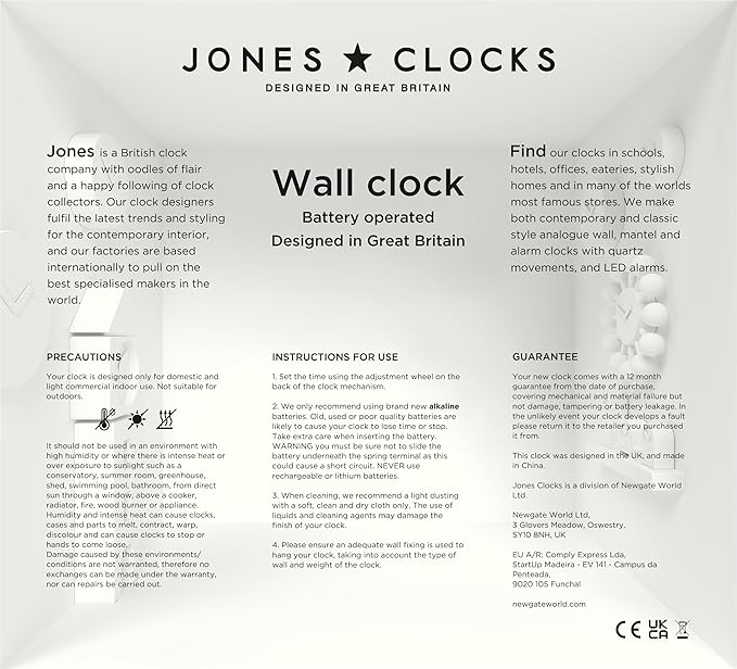 JONES CLOCKS® Box wall Clock | Retro Square | 10 inch | Black | Easy to Read Numbers | Perfect Kitchen or Office Clock