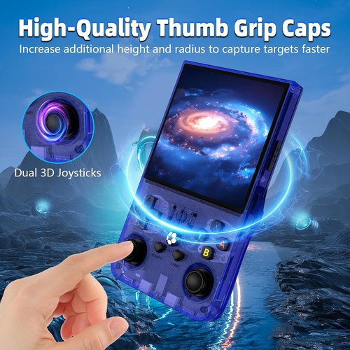 R36MAX Retro Gaming Console - Portable Handheld System with 64GB TF Card & 4.0" IPS HD Screen (Blue)
