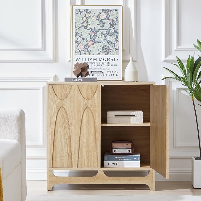 Bifins Sideboard Buffet Cabinet with Storage, 31.5” Mid Century Modern Storage Cabinet with Adjustable Shelf and 2 Doors for Dining Room, Living Room,Entry