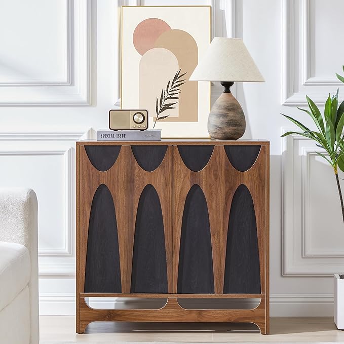 Bifins Sideboard Buffet Cabinet with Storage, 31.5” Mid Century Modern Storage Cabinet with Adjustable Shelf and 2 Doors for Dining Room, Living Room,Entry