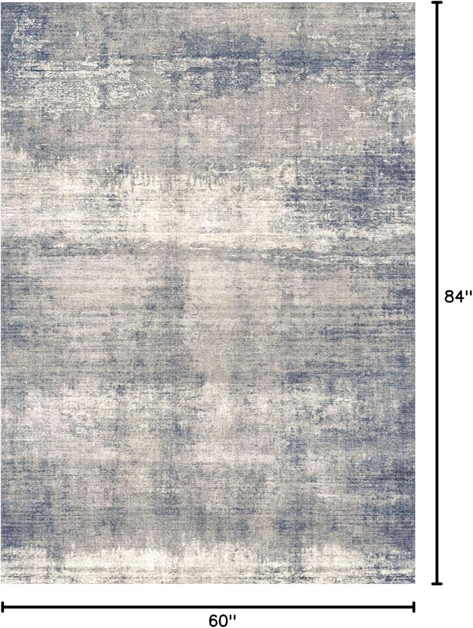 5x7 Area Rugs - Ultra-Thin Washable Rug with Non-Slip Backing, Ideal for Living Room, Bedroom, Kitchen Floor Carpet - Modern Abstract Style, Easy Clean, Durable, Low Pile Gardual-Blue