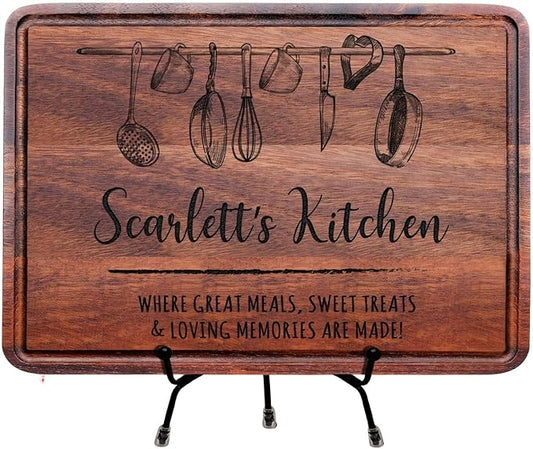 Personalized Engraved Cutting Board, Custom Mother’s Day Gift for Mom, Wife or Grandma, Unique Kitchen Gift Idea for Her, Christmas, Birthday, Housewarming