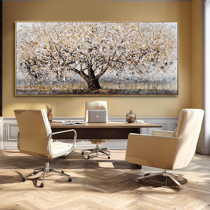 Tree Framed Wall Art Floral Wall Decor Vintage Art Pictures 32"x70" Wall Prints for Living Room Artwork for Dining Room