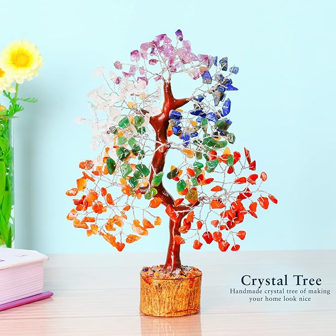 YATHABI Seven Chakra Crystal Tree for Positive Energy - Feng Shui Tree of Life Decor - Good Luck Gifts - Crystals and Stones - Spiritual Items - Housewarming Gifts for Women