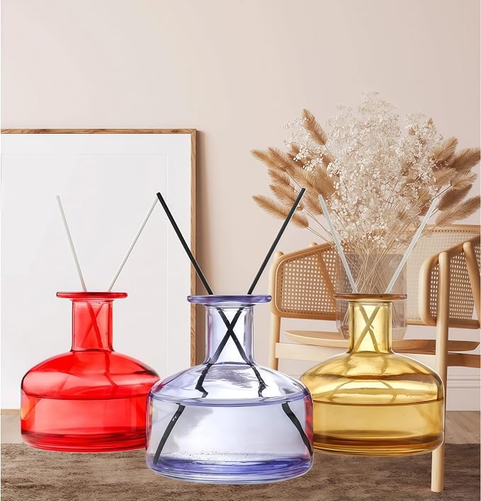 Clear Empty Glass Reed Diffuser Bottles,300ml Refillable Diffuser Bottle for Essential Oils,Aromatherapy Container for DIY Replacement Diffuser,Fragrance Decoration,Crafts Decor,Small Flower Vase